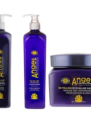 Набір для нейтралізації жовтого пігменту волосся angel professional шампунь 500 мл, кондиціонер 500 мл та маска 500 мл