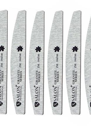 Пилочка для натуральных ногтей salon granite half полумесяц 180/240 10шт., цвет: серый