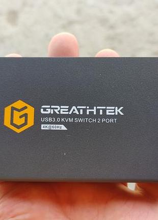 Kvm-перемикач greathtek usb 3.0 kvm switch ght-s7232h комутатор для двох комп'ютерів і 1 монітора