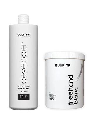 Набор для осветления волос subrina professional: паста blanc free hand 500 г + окислитель colour developer 12% 1000 мл