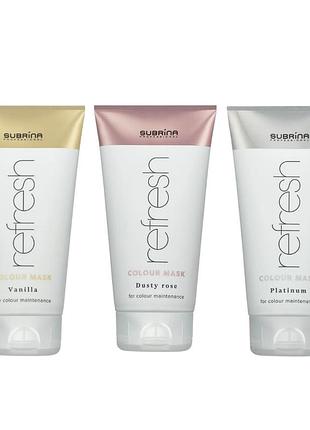 Набір тонуючих масок subrina professional colour refresh 3 шт 150 мл для блонду, нейтралізація жовтизни та рожевий топ
