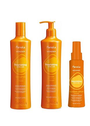 Набір для догляду за сухим волоссям fanola wonder nourishing шампунь 350мл., маска 350мл, спрей 150мл
