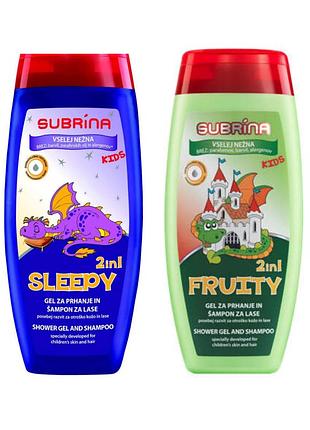 Набір для волосся subrina kids fruty/sleepy шампунь-гель 2в1 250 мл + шампунь-гель 2в1 250 мл