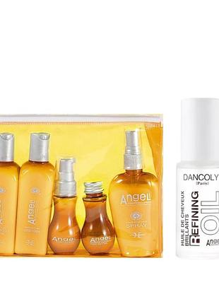 Набор для сухих и нормальных волос angel professional масло refined oil 60 мл + набор мини ассорти