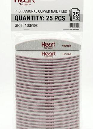 Пилка для нігтів heart 100/180 half півколо, купол, упаковка 25шт.