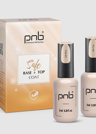 Набор безопасных покрытий база 8мл. плюс топ 8 мл. pnb safe base plus top coat set