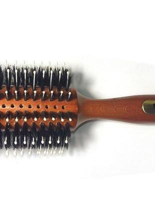 Браш для волосся salon professional з натуральною щетиною, диаметр 35мм., дерев'яний корпус