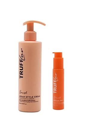 Набор truffluv nourish argan duo: аргановое масло 50 мл и крем для укладки 250 мл — блеск и фиксация