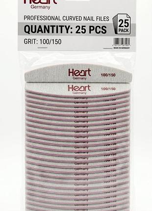 Пилка для нігтів heart 100/150 half півколо, купол, упаковка 25шт.