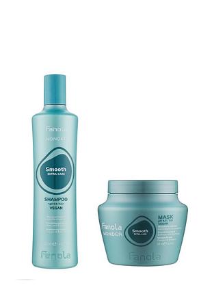 Набор для непослушных волос fanola wonder smooth extra care шампунь и маска twin pack 350мл + 500мл