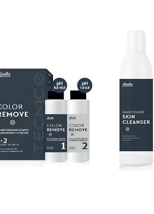 Набор косметики для волос mirella professional деколорант color remove 100+100 мл + смывка краски с кожи 200мл