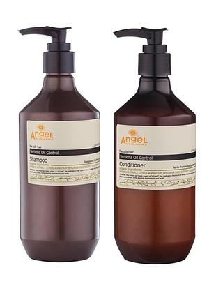 Набір для волосся angel professional provence з екстрактом вербени для контролю жирності шампунь 400 мл та кондиціонер 400 мл