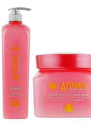 Набір для захисту кольору волосся angel professional color protect шампунь 500 мл та маска 500 мл