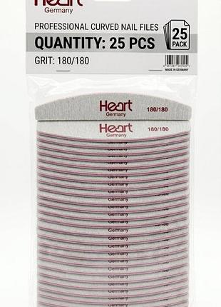 Пилка для нігтів heart 180/180 half півколо, купол, упаковка 25шт.