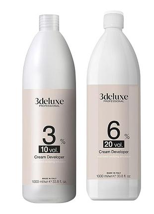 Набор профессиональных окислителей 3deluxe cream developer 3% 1000 мл + 6% 1000 мл кремовый проявитель для краски и осветления
