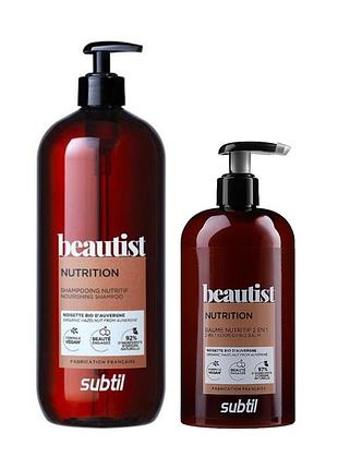 Набір для волосся subtil nutrition: безсульфатний шампунь 950 мл + бальзам 2в1 500 мл для сухого та пошкодженого волосся