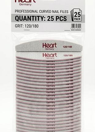Пилка для ногтей heart 120/180 half полукруг, купол, упаковка 25шт.