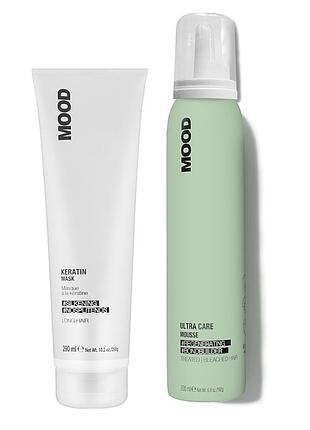 Набір для ультра-відновлення волосся mood keratin маска 300 мл та мус ultra care 200 мл