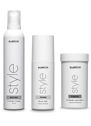 Набір subrina professional максимальний об'єм 3 в 1: root lift spray 150 мл + volume foam піна 300 мл + volume powder пудра 10 г