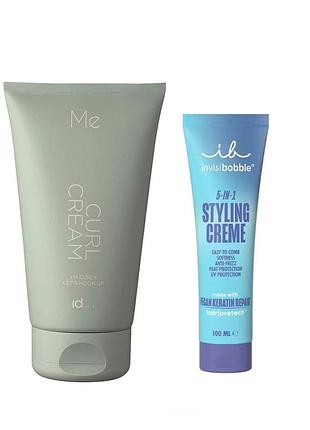 Набір для ідеальної укладки: крем для локонів idhair curl cream 150 мл + крем invisibobble 5in1 styling creme 200 мл