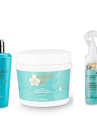 Набор по уходу за волосами kleral ks orchid oil keratin: шампунь purifying 300 мл + маска 500 мл +спрей 250 мл