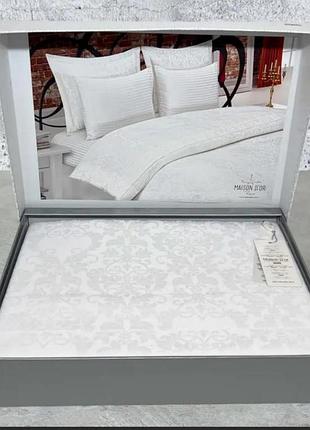 Постільна білизна maison d'or pearl white жакард бамбук євро