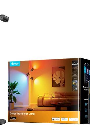 Торшер розумний govee h60b2 tree floor lamp, 1500lm, rgbwwic, wi-fi/bluetooth чорний (h60b2311)