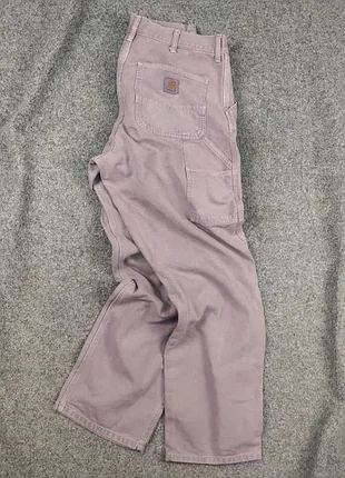 Шикарные широкие мужские джинсы carhartt wip single knee вареного сиреневого цвета оригинал скей