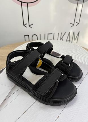 Босоніжки clibee 31 32 33 35 36 для дівчинки чорні на липучці легкі літні дитячі (вз2061)