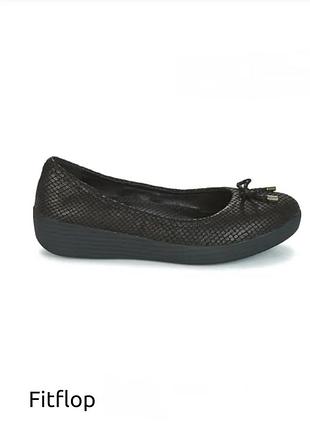 Кожаные балетки fitflop superbendy  с фактурой под змеиную кожу /0000h/