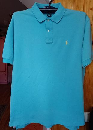 Чоловіча оригінальна футболка поло блакитного кольору від polo ralph lauren