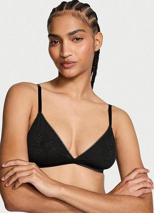Жіночий бюстгалтер victoria's secret (1992439910129) spiderweb shine mesh triangle l чорний