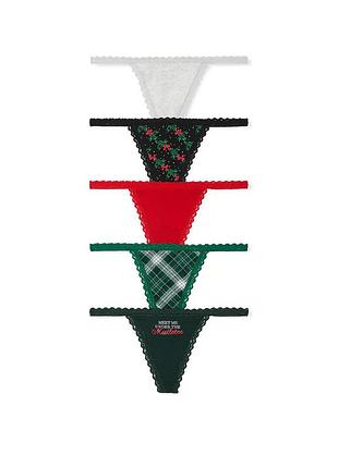 Набір трусиків victoria's secret (193223227907) lace-trim xl комбіновані