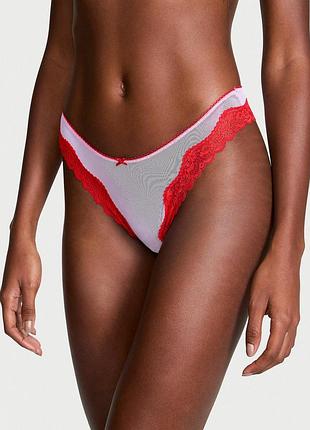 Жіночі трусики victoria's secret (34312955164364) tease mesh lace-trim стринги m рожеві