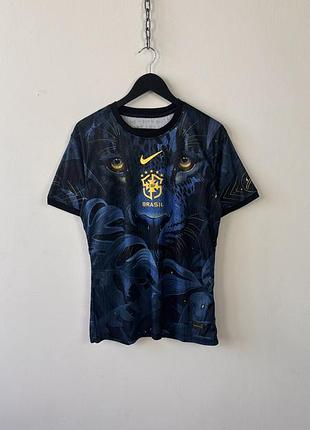 Футболка футбольна nike brazil concept football jersey jaguar print dri-fit adv soccer mens size l