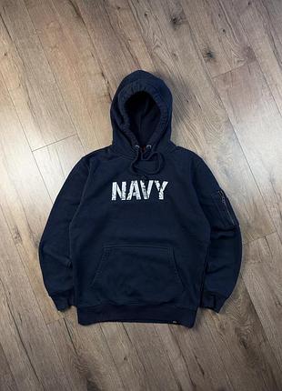 Худі alpha industries navy hoodie кофта з капюшоном