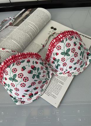 Купальний верх полунички білий, купальник laura ashley