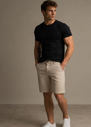 Мужские шорты zara man бежевые чиносы оригинал р. 29 / s летние casual + подарок футболка