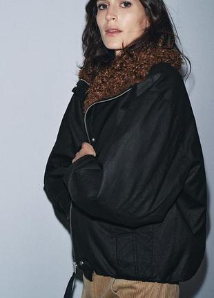 Утеплена куртка парка з хутром zara