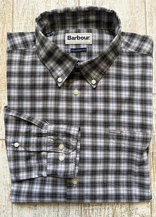 Чоловіча біла сорочка в клітинку barbour tailored fit, розмір xl