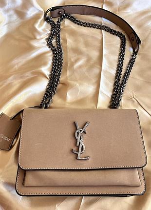 Сумка ysl із нубуку кольору капучино🟫