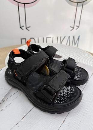 Босоножки clibee 32 34 35 36 37 для мальчика черные на липучке детские (вз2071)