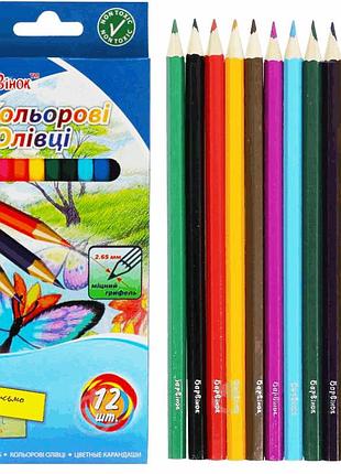 Карандаши цветные барвинок цветы 12 цветов