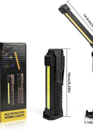 Ліхтар light l08-1 з магнітним підставою та підвісним гачком для кемпінгу акумуляторний поворотний ліхтар light l08-1