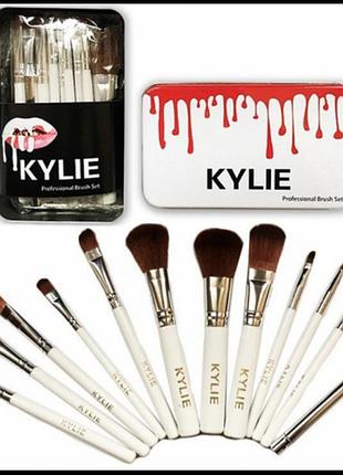 Профессиональные кисточки для макияжа kylie professional brush set 12 шт. набор кистей kylie professional для глаз и лица