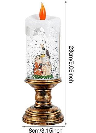 Праздничный led-светильник hc-g032 с эффектом снегопада и музыкой новогодний снежный светильник-декор led свеча hc-g032