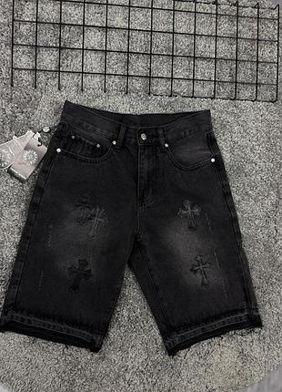 Мужские шорты chrome hearts джинсовые черные брендовые повседневные шорты chrome hearts (s-xl) 30