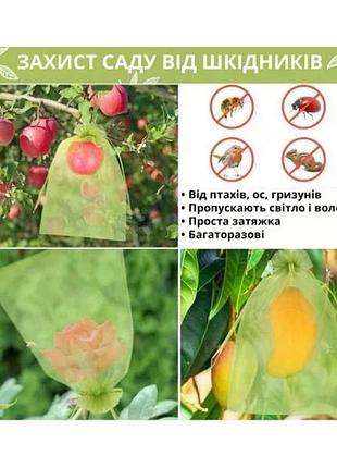 Мешочки-сетки из органзы для защиты винограда kar124 30×20 см зеленые защитные садовые мешки для гроздей, фруктов и ягод