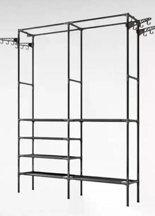 Телескопическая двойная вешалка-стойка для одежды double pole nf6602-4/yl8106-2 напольная складная стойка для одежды и обуви
