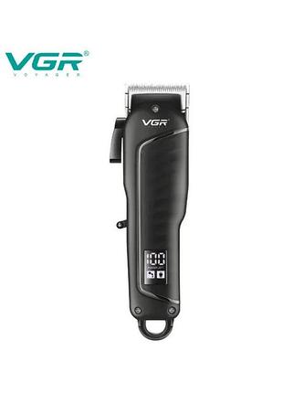 Професійна машинка для стрижки vgr v-683 для волосся та бороди акумуляторний тример з led-дисплеєм, usb-зарядкою та насадками